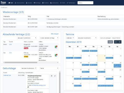 Screenshot CRM-System Stride Energy