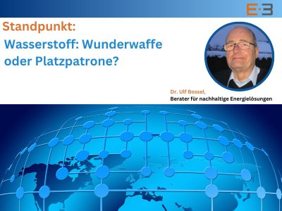 Im Energiemarkt streitet die mit Grünstrom direkt gelieferte Energie mit der Umwege mit Wasserstoff verteilten, sagt Dr. Ulf Bossel.