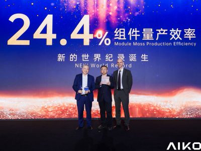 Der Wirkungsgrad von 24,4 Prozent steht bei AIKO für serienproduzierte, im Feld eingesetzte Module.