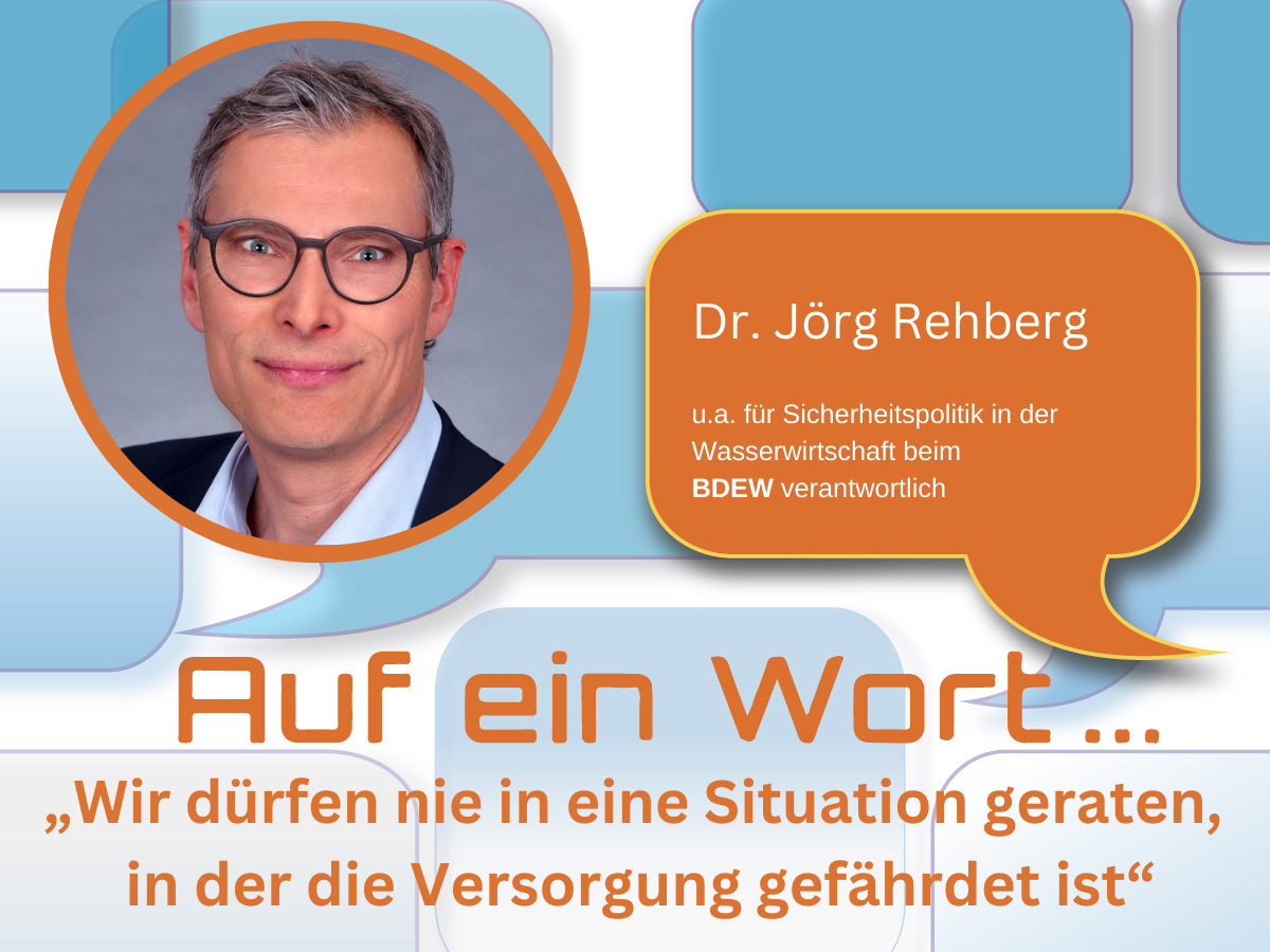 erausforderung Cybersicherheit: „Die Wasserwirtschaft ist deutlich kleinteiliger als beispielsweise die Energieversorgung organisiert – mit vielen kleinen, regional tätigen Versorgern“, sagt Dr. Jörg Rehberg vom Bundesverband der Energie- und Wasserwirtschaft (BDEW)
