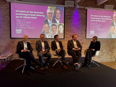 von links: Dr. Jan Peter Sasse (Bundesnetzagentur), Jörg Ritter (BTC AG), Jens Viefhues (Westfalen Weser Netz), Ingo Schönberg (PPC) und Johanna Fronisch (Neon Energy)