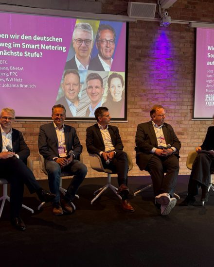 von links: Dr. Jan Peter Sasse (Bundesnetzagentur), Jörg Ritter (BTC AG), Jens Viefhues (Westfalen Weser Netz), Ingo Schönberg (PPC) und Johanna Fronisch (Neon Energy)