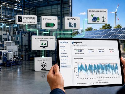 Auslegungsergebnisse im ESiP Analyzer – Relevante KPI wie Spitzenlastsenkung, Speichergröße und Amortisation lassen sich direkt ermitteln.