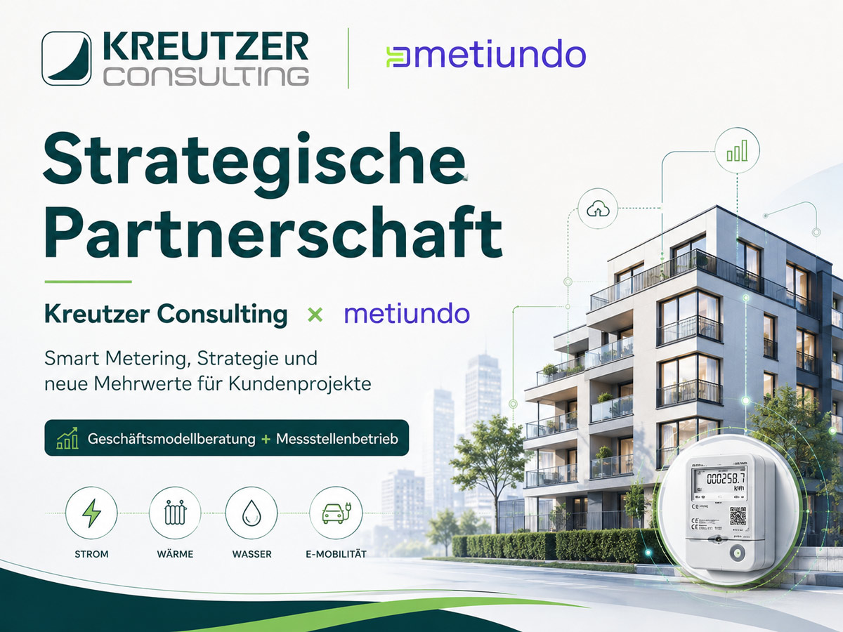 Messstellenbetrieb und Geschäftsstellenbetrieb: metiundo und Kreutzer Consulting gehen eine strategische Kooperation ein.